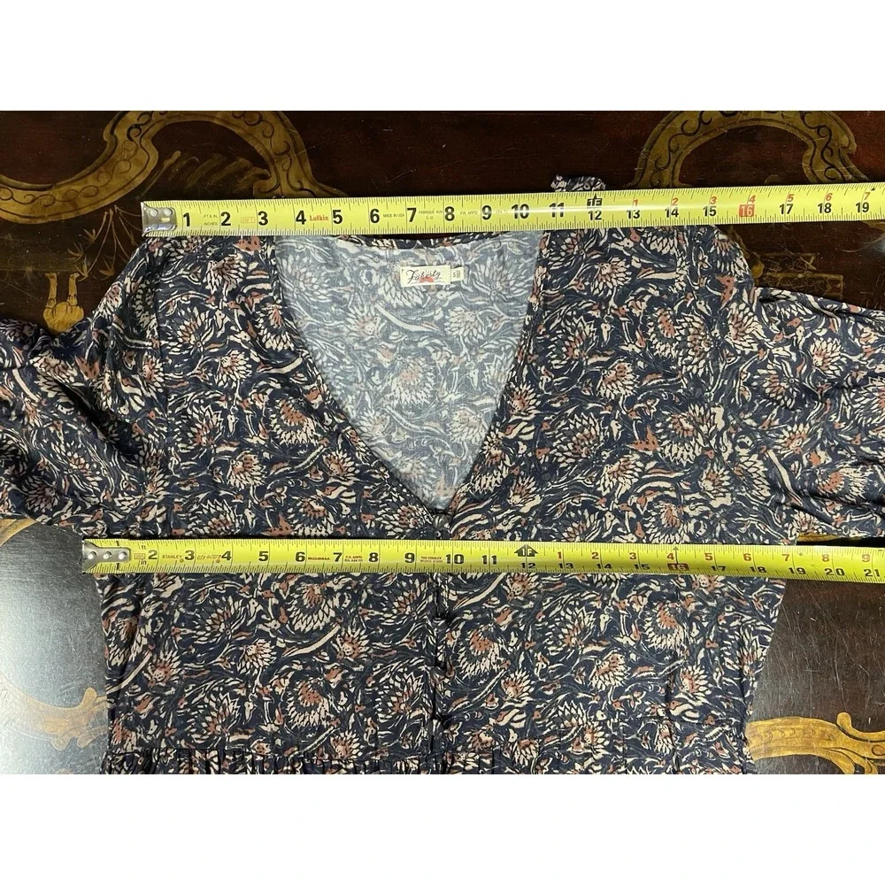 Faherty Isabella Floral Tiered Longsleeve Midi Dress Cottage Country Boho Fall S
